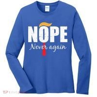 Nope Never Again Funny Trump Hair Women's Long Sleeve Shirt thumb 0