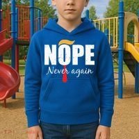 Nope Never Again Funny Trump Hair Kids Hoodie thumb 2