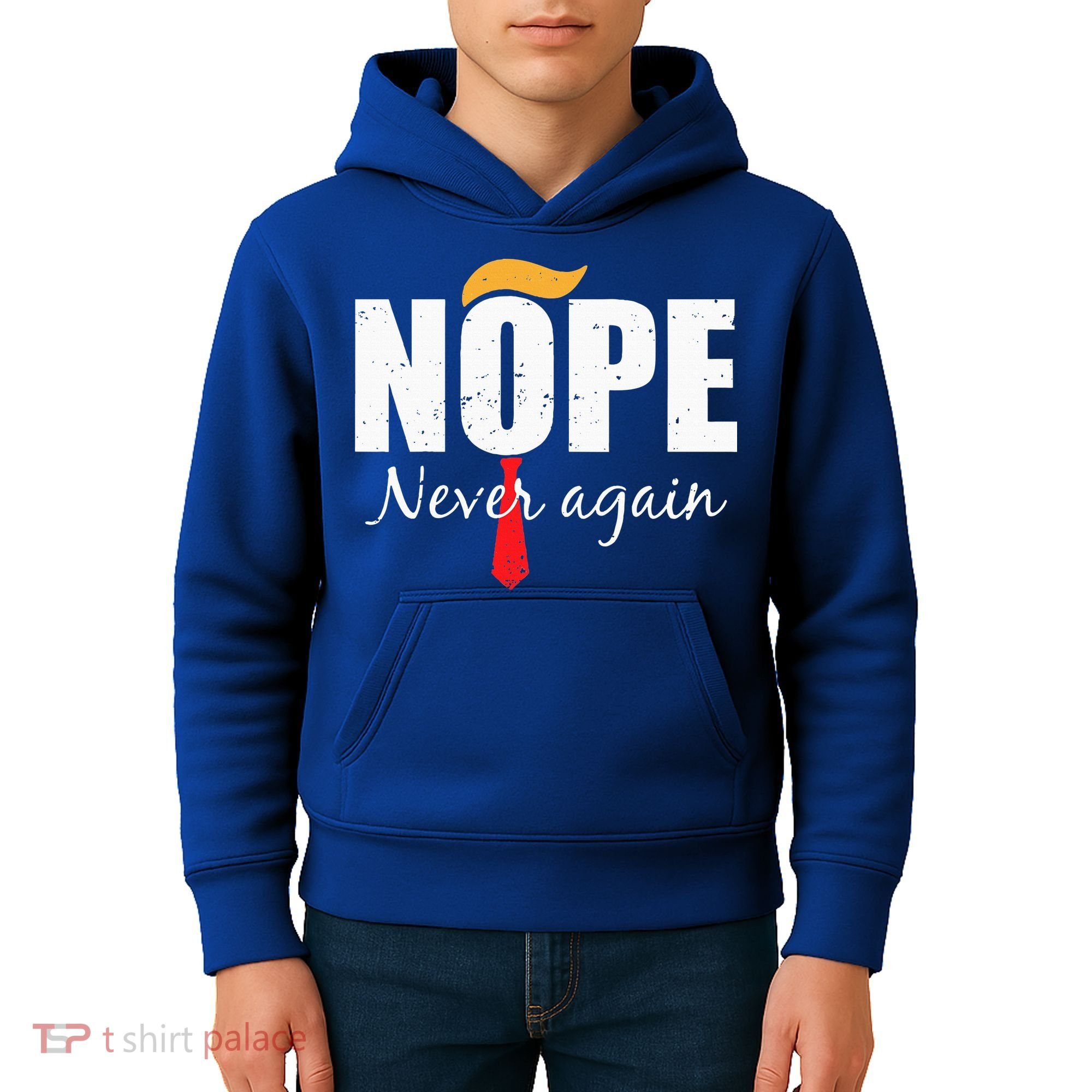 Nope Never Again Funny Trump Hair Kids Hoodie