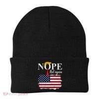 Nope Not Again Funny Trump Beanie thumb 0