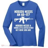 Nobody Needs An AR15? Funny Pro Gun Shirt Red Dot AR Gift Women's Long Sleeve Shirt thumb 0