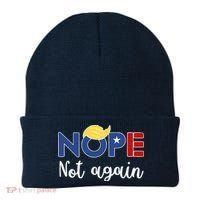 Nope Not Again Funny Trump Beanie thumb 0