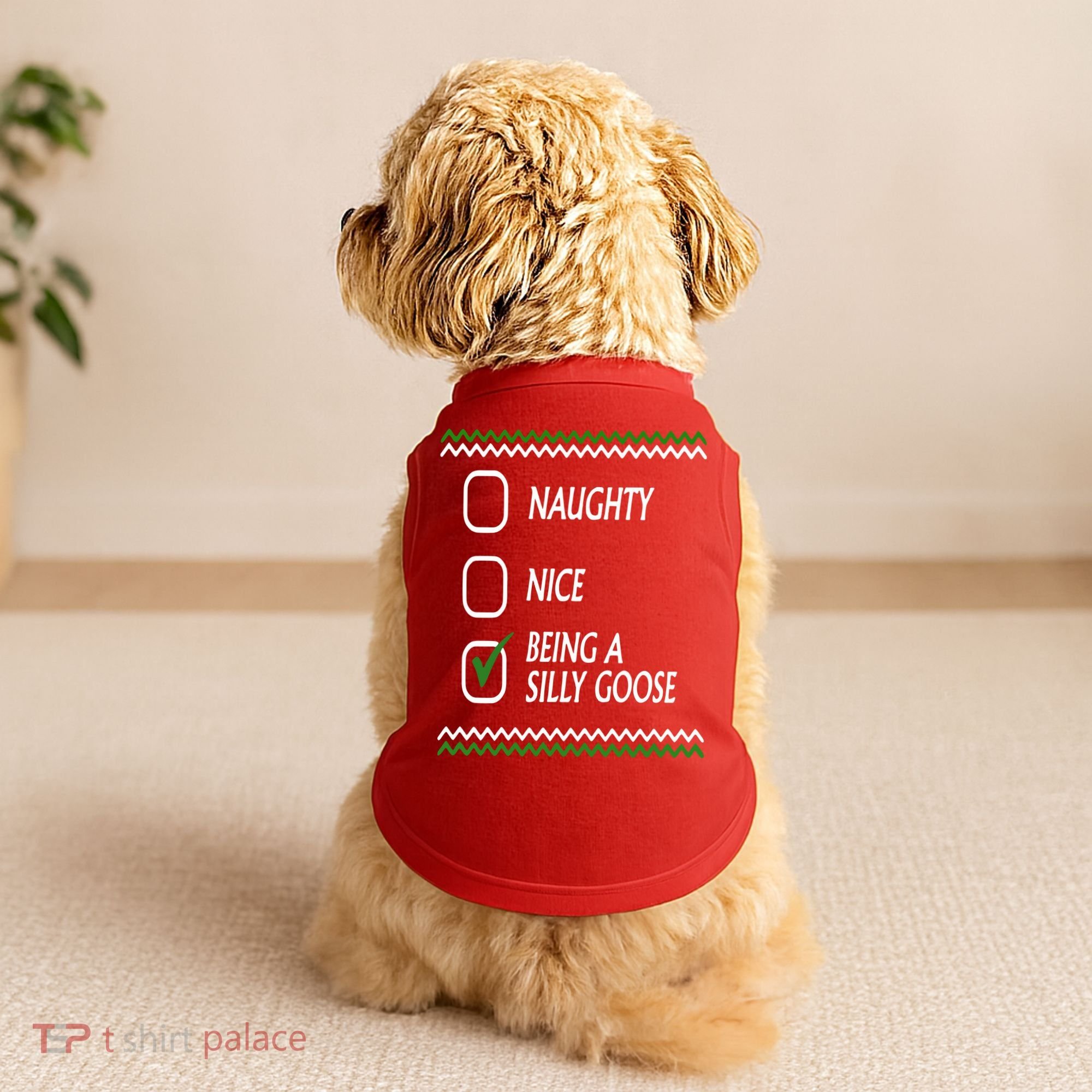 Naughty Nice Being A Silly Goose Christmas Doggie Tank