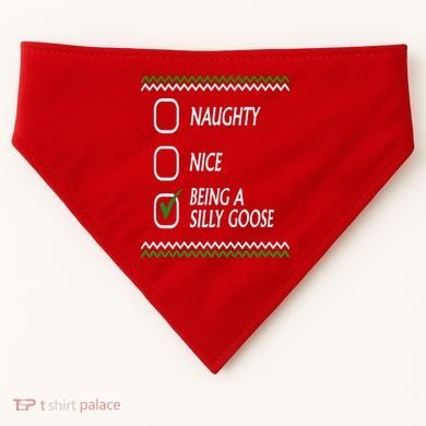 Naughty Nice Being A Silly Goose Christmas USA-Made Doggie Bandana