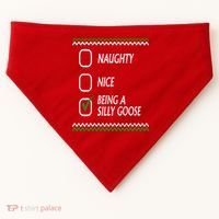 Naughty Nice Being A Silly Goose Christmas USA-Made Doggie Bandana thumb 0