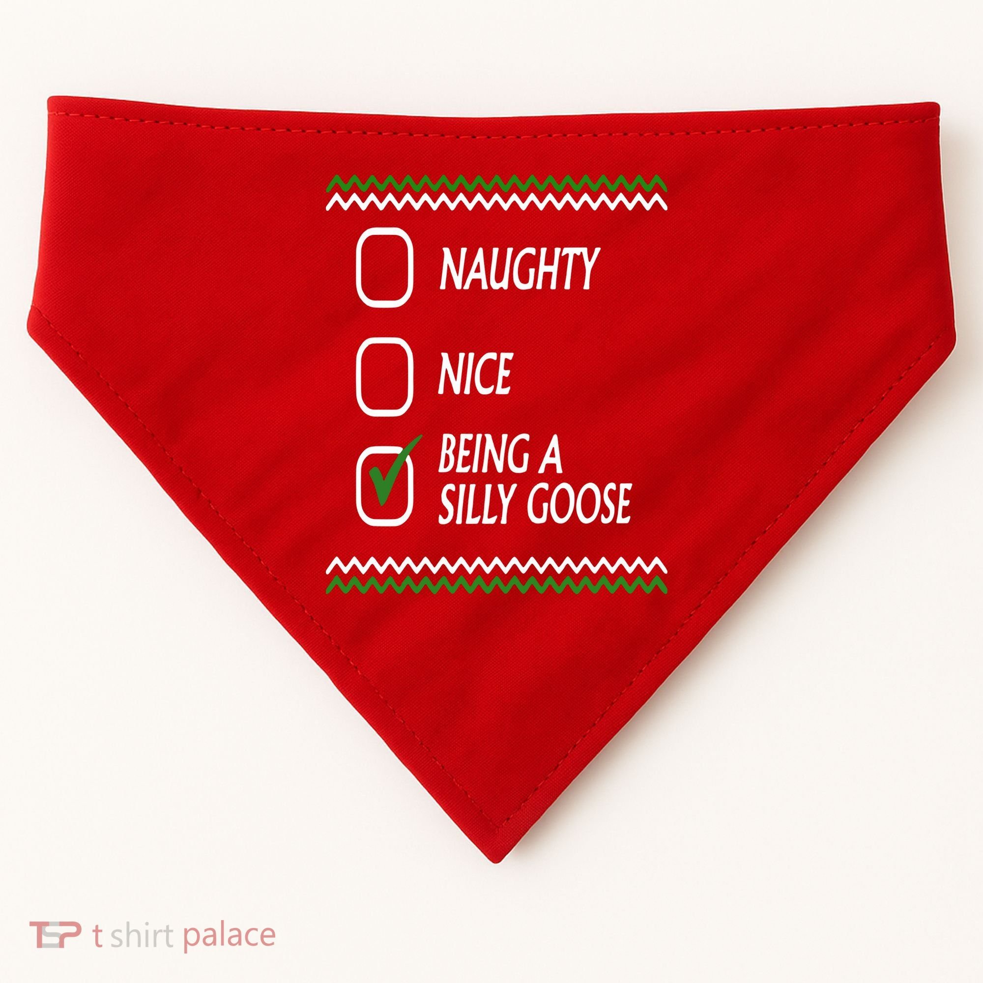Naughty Nice Being A Silly Goose Christmas USA-Made Doggie Bandana