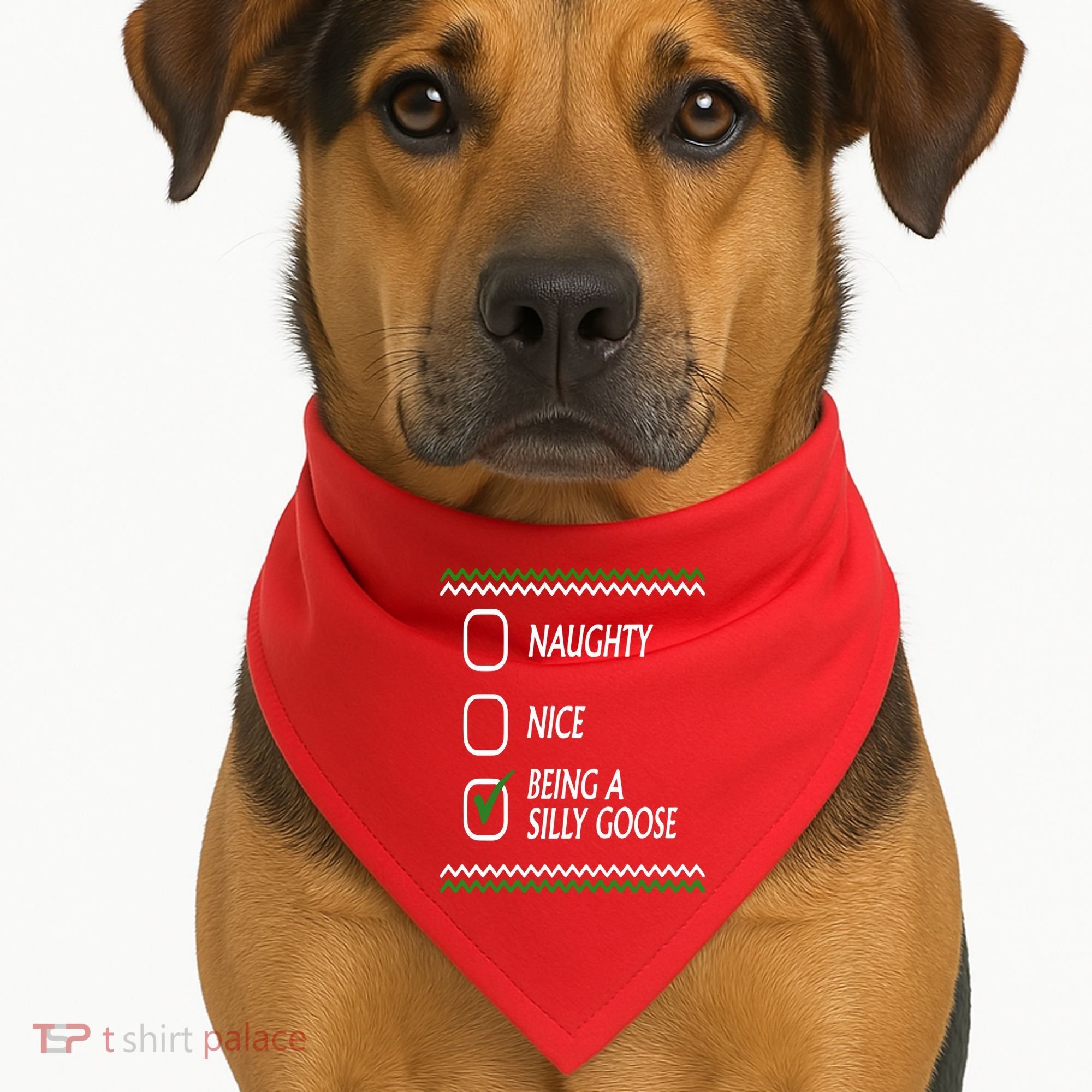 Naughty Nice Being A Silly Goose Christmas USA-Made Doggie Bandana