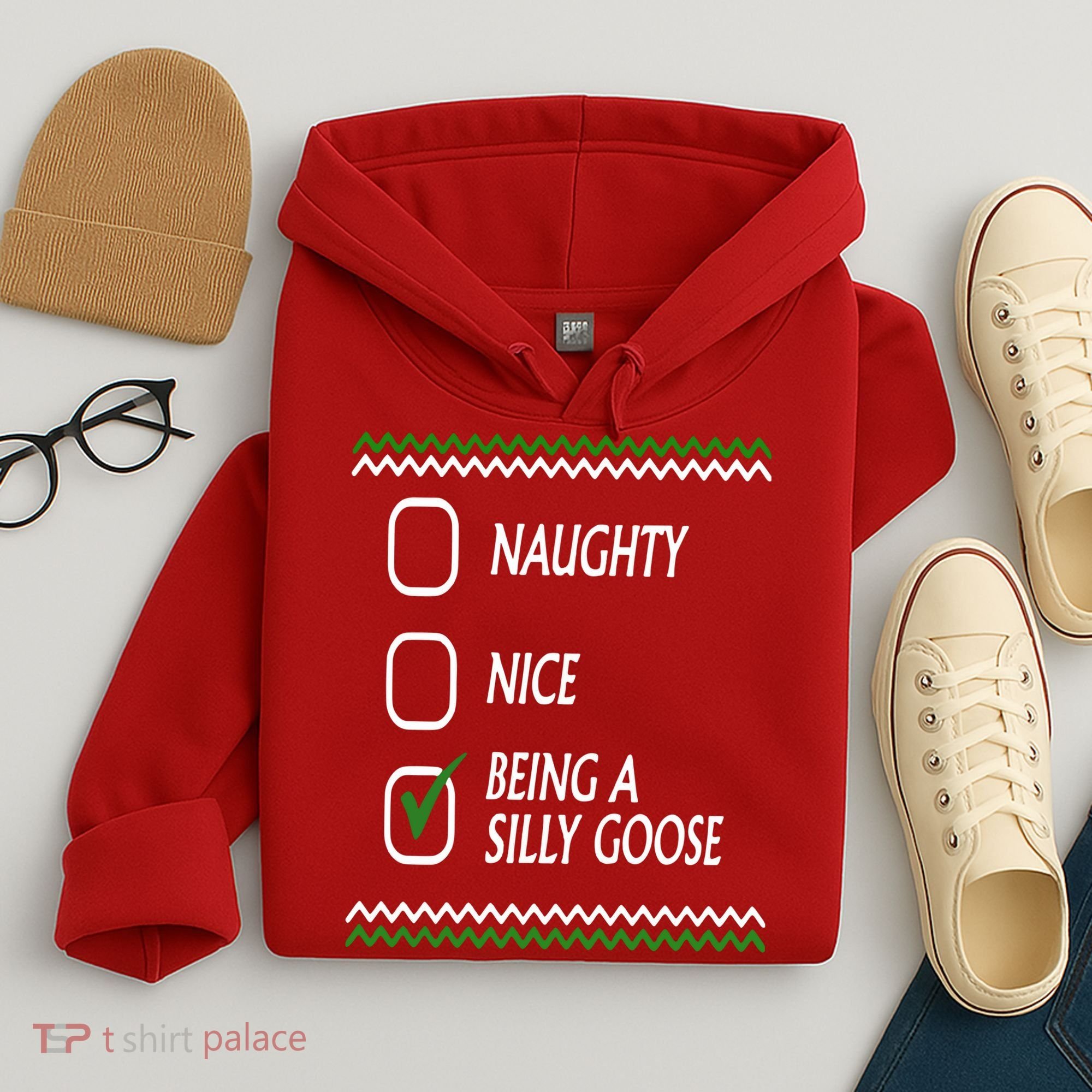 Naughty Nice Being A Silly Goose Christmas Hoodie