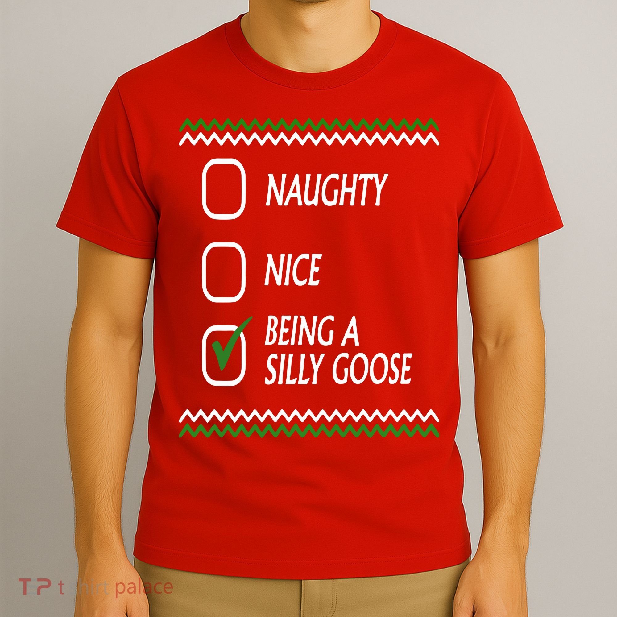 Naughty Nice Being A Silly Goose Christmas T-Shirt