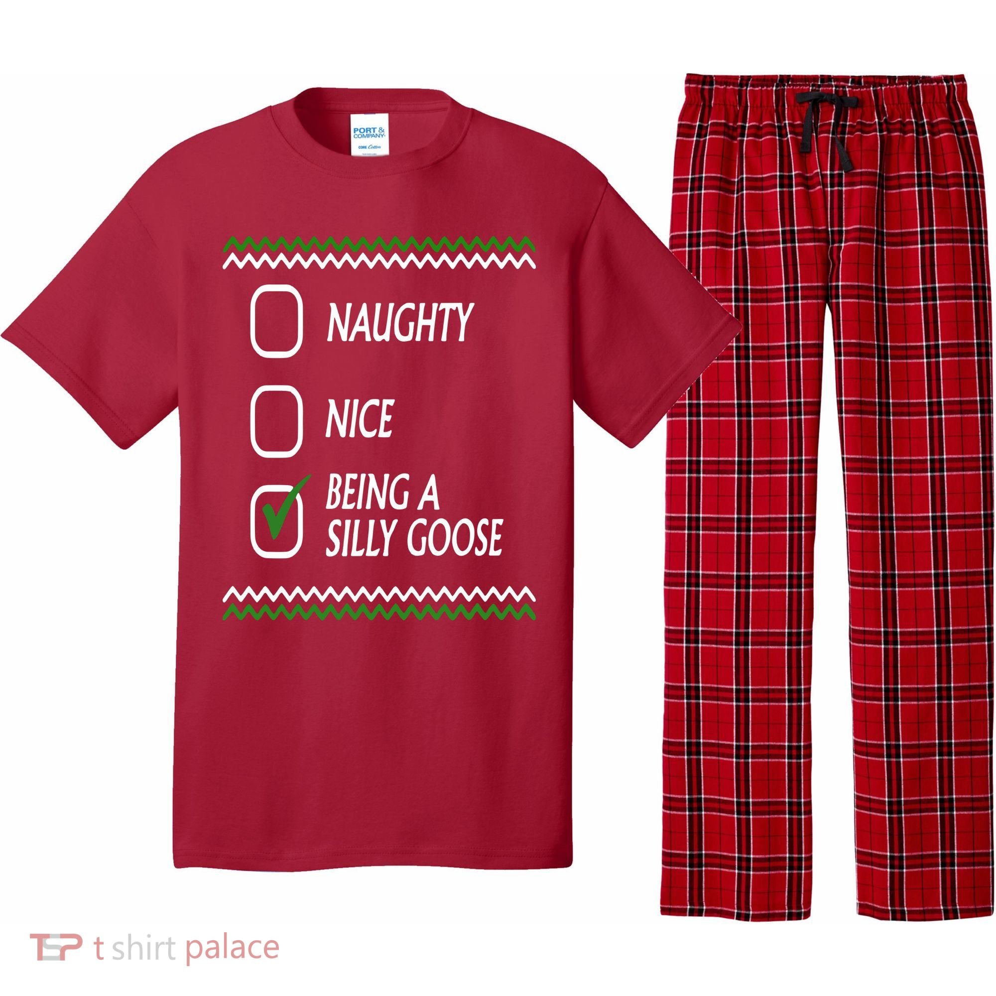 Naughty Nice Being A Silly Goose Christmas Pajama Set