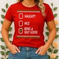Naughty Nice Being A Silly Goose Christmas Women's T-Shirt thumb 2