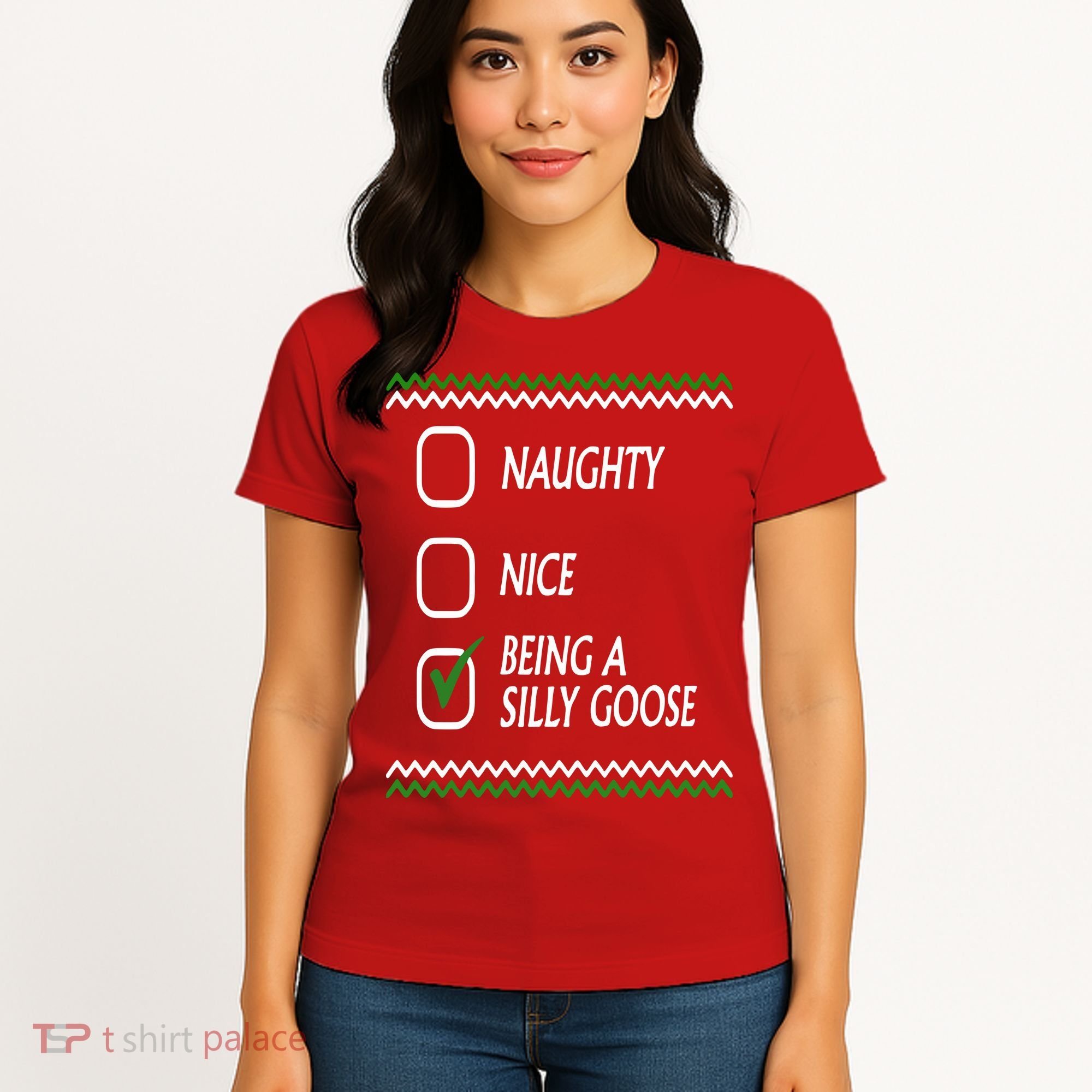 Naughty Nice Being A Silly Goose Christmas Women's T-Shirt