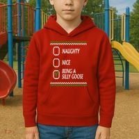 Naughty Nice Being A Silly Goose Christmas Kids Hoodie thumb 2