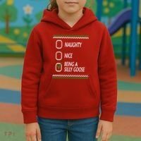 Naughty Nice Being A Silly Goose Christmas Kids Hoodie thumb 3