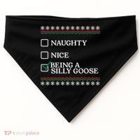Naughty Nice Being A Silly Goose Funny Christmas Xmas  USA-Made Doggie Bandana thumb 0