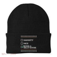 Naughty Nice Being A Silly Goose Funny Christmas Xmas  Beanie thumb 0