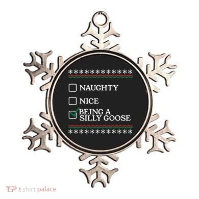 Naughty Nice Being A Silly Goose Funny Christmas Xmas  Ornament