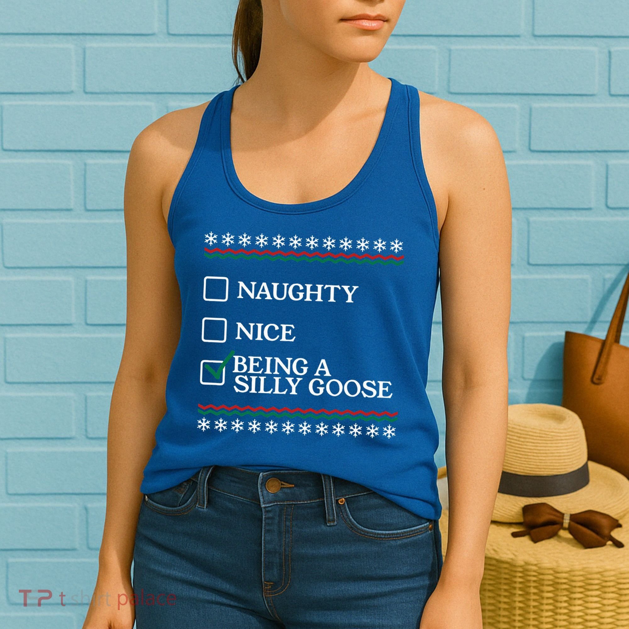 Naughty Nice Being A Silly Goose Funny Christmas Xmas  Women's Tank Top