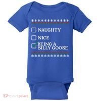 Naughty Nice Being A Silly Goose Funny Christmas Xmas  Baby Bodysuit thumb 0