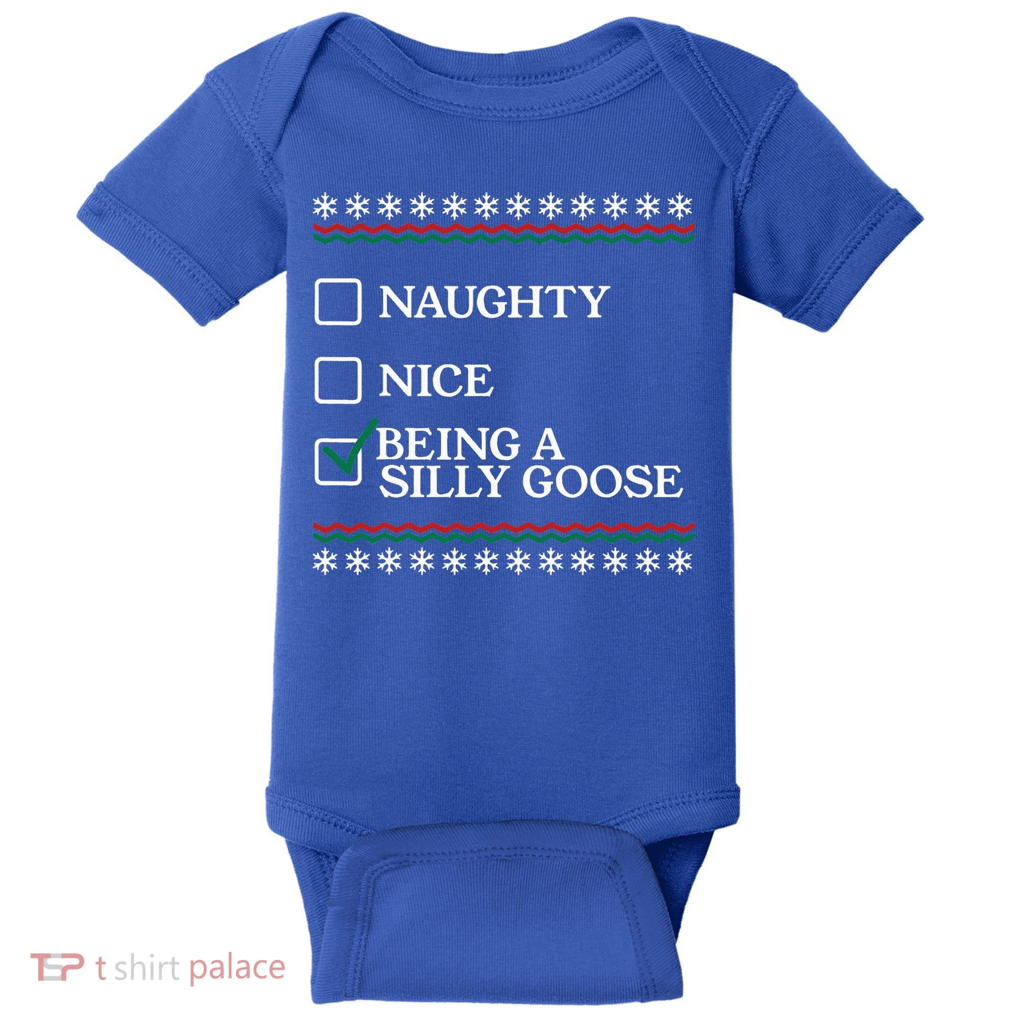 Naughty Nice Being A Silly Goose Funny Christmas Xmas  Baby Bodysuit