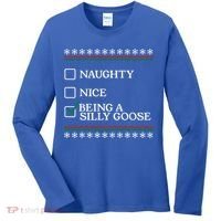 Naughty Nice Being A Silly Goose Funny Christmas Xmas  Women's Long Sleeve Shirt thumb 0