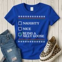 Naughty Nice Being A Silly Goose Funny Christmas Xmas  Women's T-Shirt thumb 3