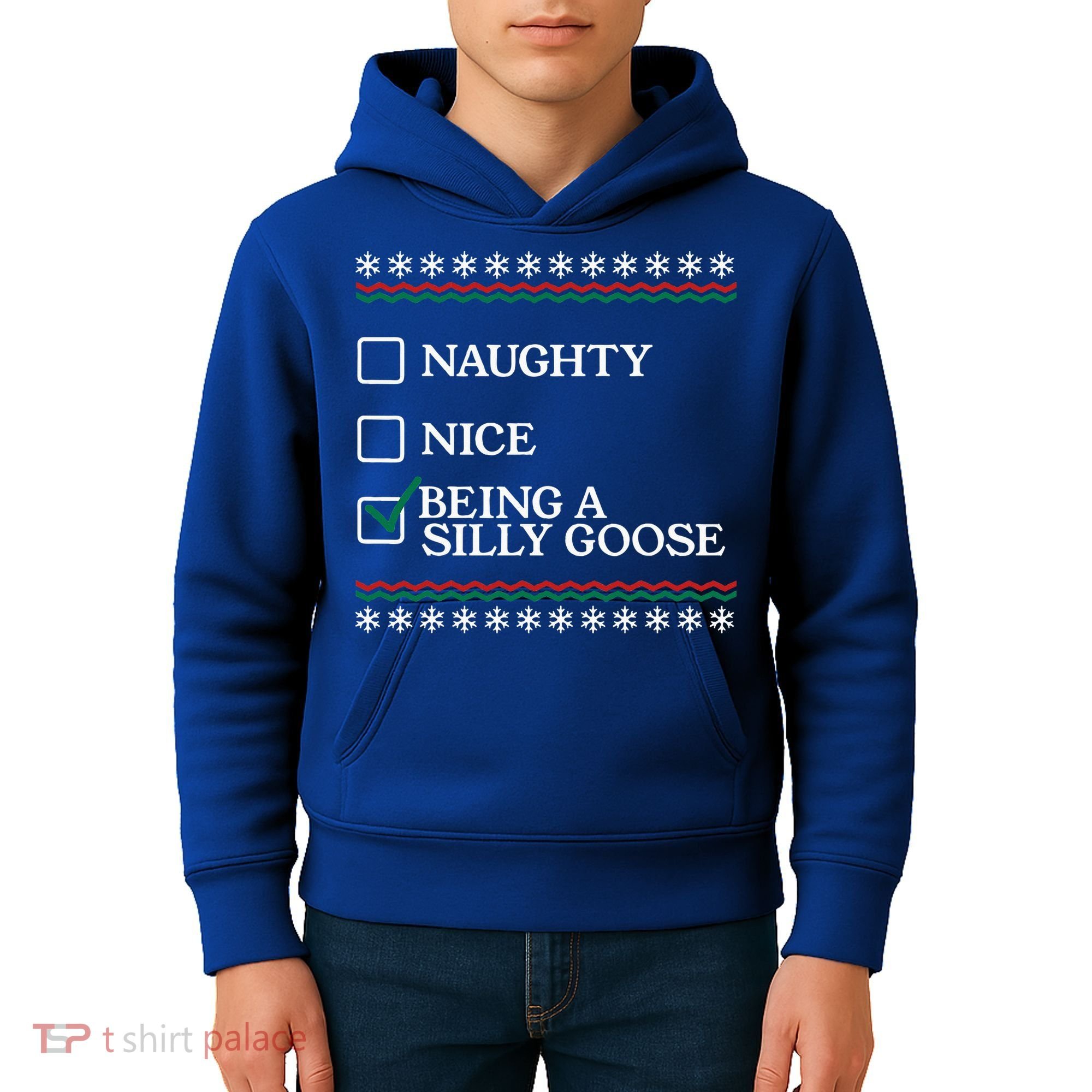 Naughty Nice Being A Silly Goose Funny Christmas Xmas  Kids Hoodie