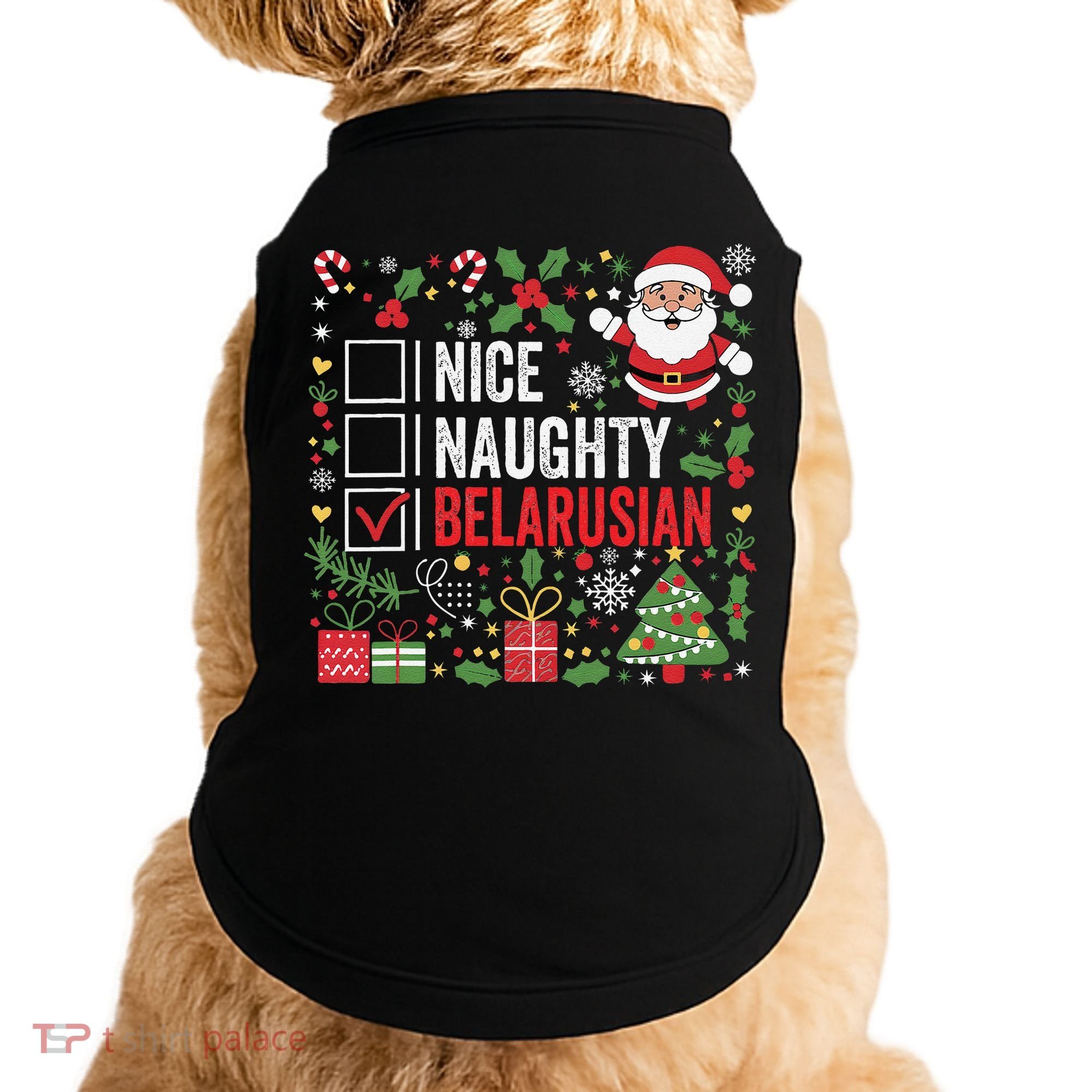 Nice Naughty Belarusian Christmas Santa Claus Belarus Doggie Tank