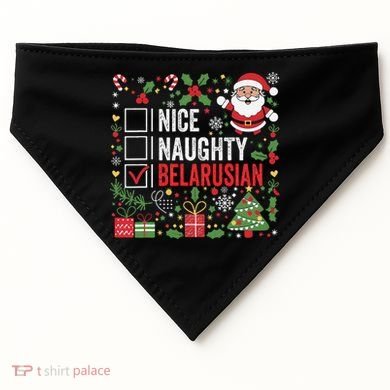 Nice Naughty Belarusian Christmas Santa Claus Belarus USA-Made Doggie Bandana