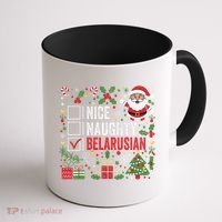 Nice Naughty Belarusian Christmas Santa Claus Belarus Coffee Mug thumb 1