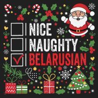Nice Naughty Belarusian Christmas Santa Claus Belarus Beanie thumb 2