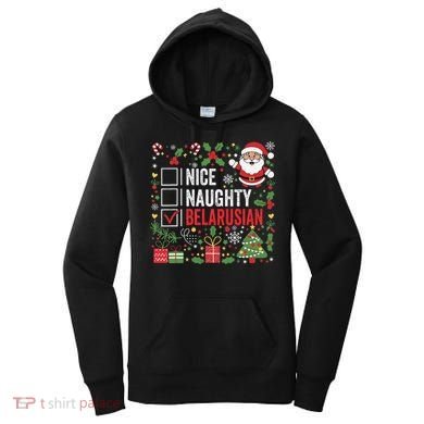 Nice Naughty Belarusian Christmas Santa Claus Belarus Women's Hoodie
