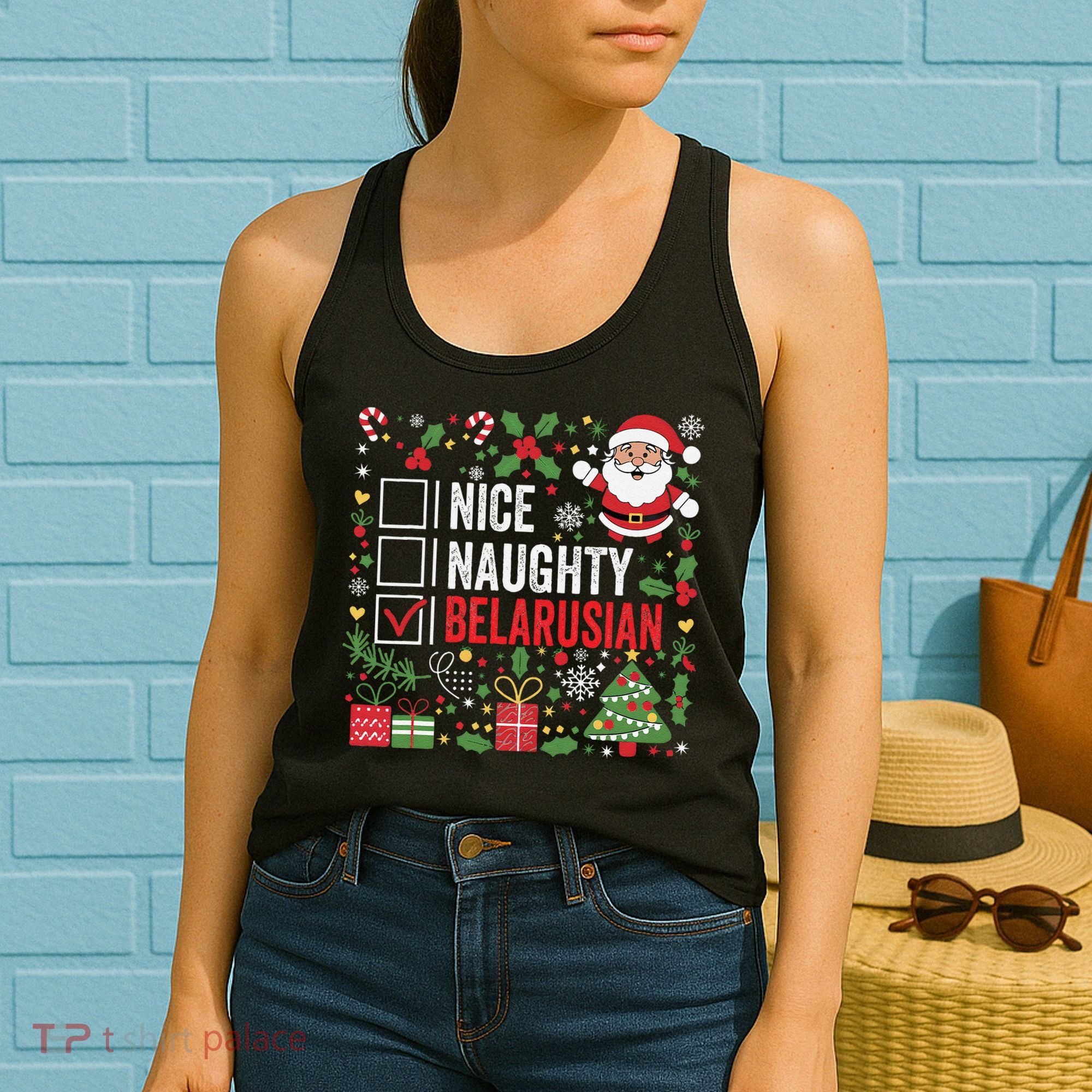 Nice Naughty Belarusian Christmas Santa Claus Belarus Women's Tank Top