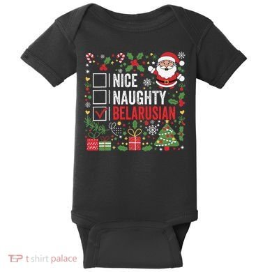 Nice Naughty Belarusian Christmas Santa Claus Belarus Baby Bodysuit