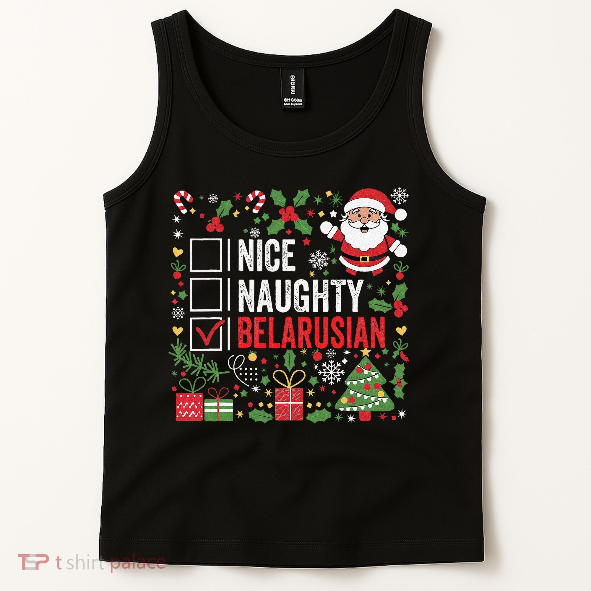 Nice Naughty Belarusian Christmas Santa Claus Belarus Tank Top