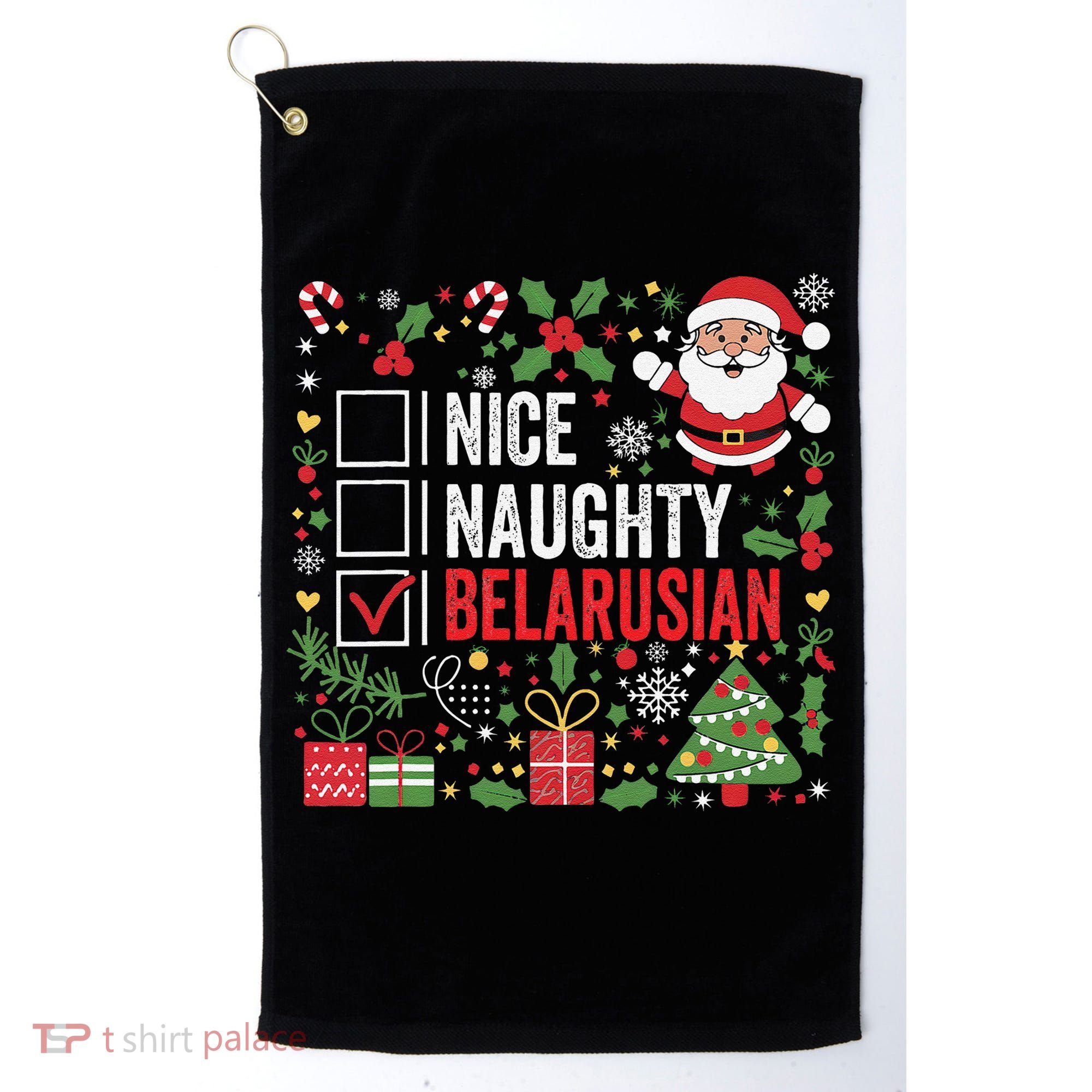 Nice Naughty Belarusian Christmas Santa Claus Belarus Golf Towel