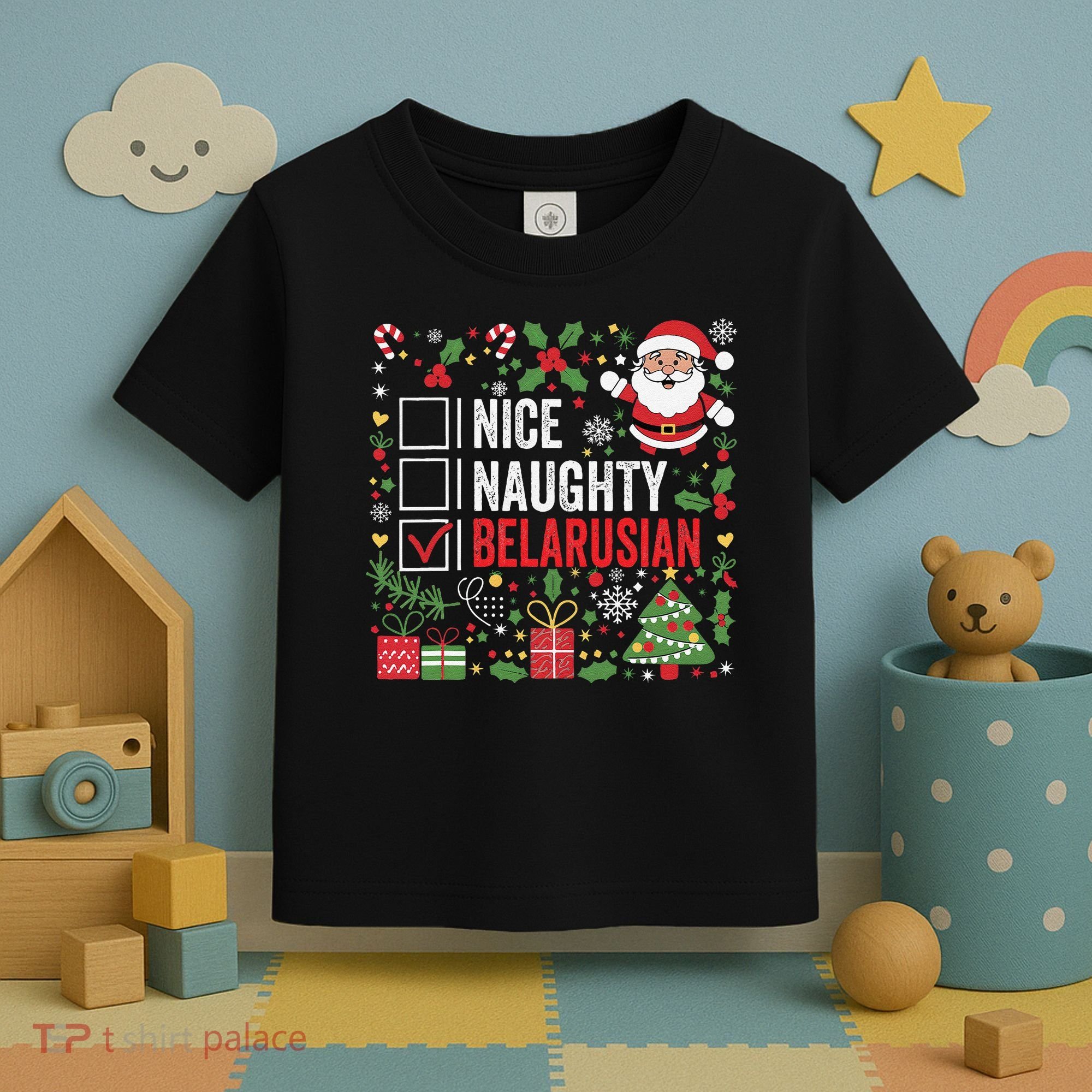 Nice Naughty Belarusian Christmas Santa Claus Belarus Toddler T-Shirt