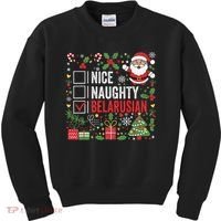 Nice Naughty Belarusian Christmas Santa Claus Belarus Kids Sweatshirt thumb 0