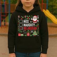Nice Naughty Belarusian Christmas Santa Claus Belarus Kids Hoodie thumb 3