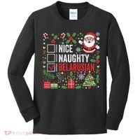 Nice Naughty Belarusian Christmas Santa Claus Belarus Kids Long Sleeve Shirt thumb 0