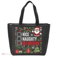 Nice Naughty Belarusian Christmas Santa Claus Belarus Tote Bag thumb 0
