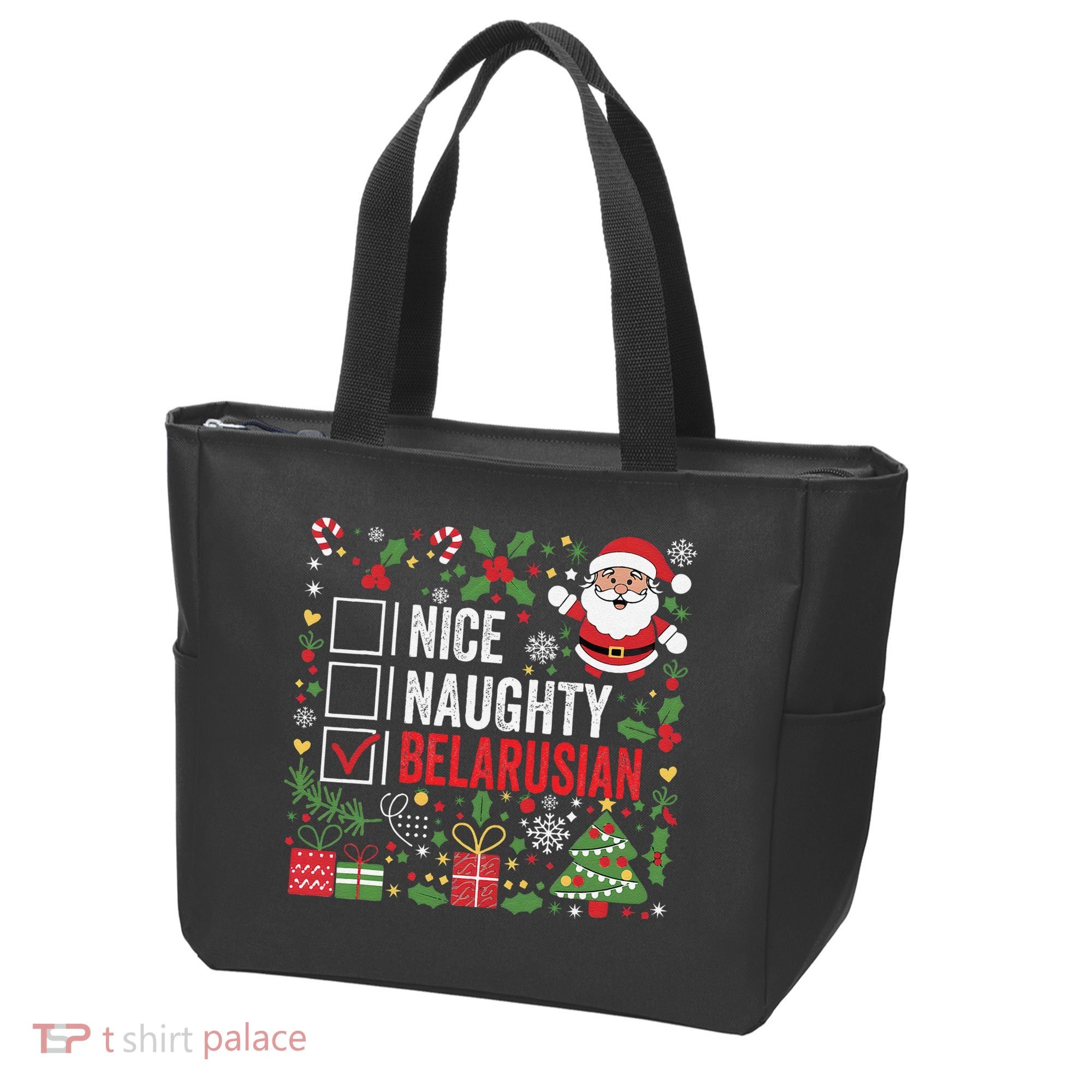 Nice Naughty Belarusian Christmas Santa Claus Belarus Tote Bag