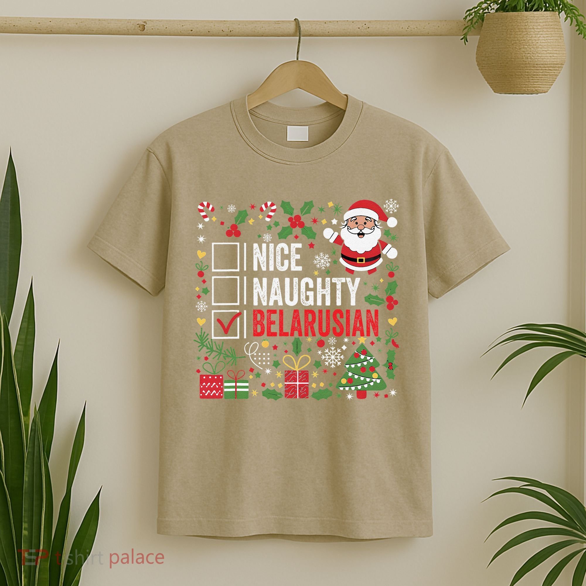 Nice Naughty Belarusian Christmas Santa Claus Belarus T-Shirt