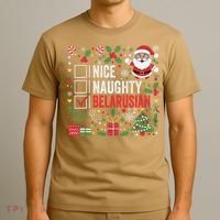 Nice Naughty Belarusian Christmas Santa Claus Belarus T-Shirt thumb 3