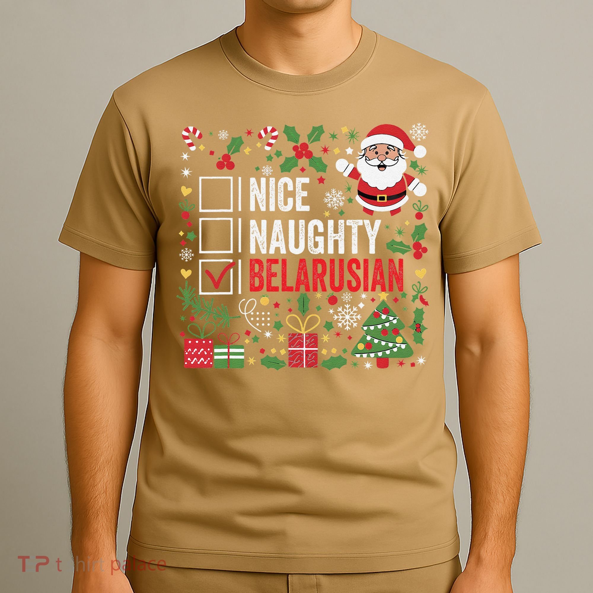Nice Naughty Belarusian Christmas Santa Claus Belarus T-Shirt