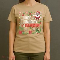 Nice Naughty Belarusian Christmas Santa Claus Belarus T-Shirt thumb 4