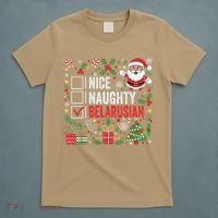 Nice Naughty Belarusian Christmas Santa Claus Belarus T-Shirt thumb 5
