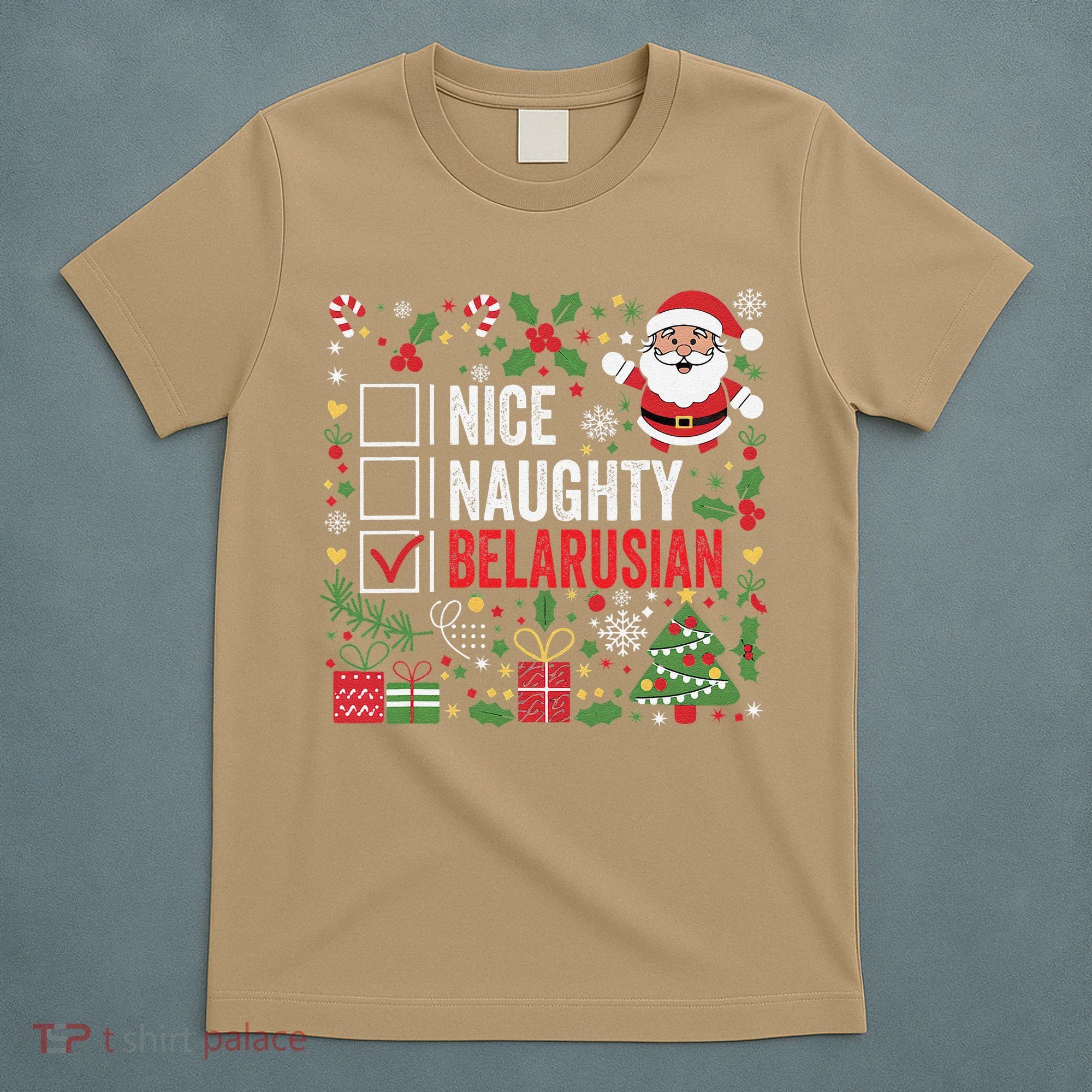 Nice Naughty Belarusian Christmas Santa Claus Belarus T-Shirt