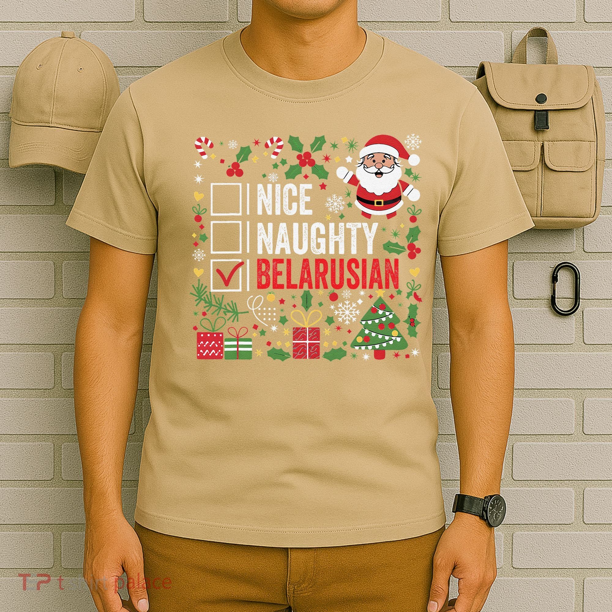 Nice Naughty Belarusian Christmas Santa Claus Belarus T-Shirt