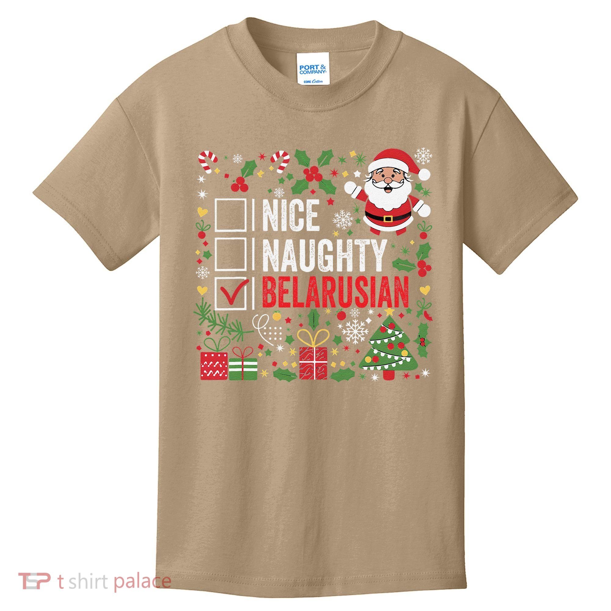 Nice Naughty Belarusian Christmas Santa Claus Belarus Kids T-Shirt